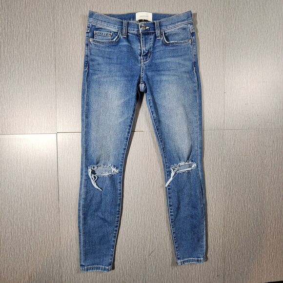 Current/Elliott Denim - Current Elliott Jeans Womens 26 Blue Denim Skinny Destroyed Medium Wash